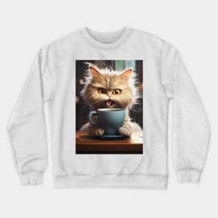 Funny Cat Drinking Crewneck Sweatshirt